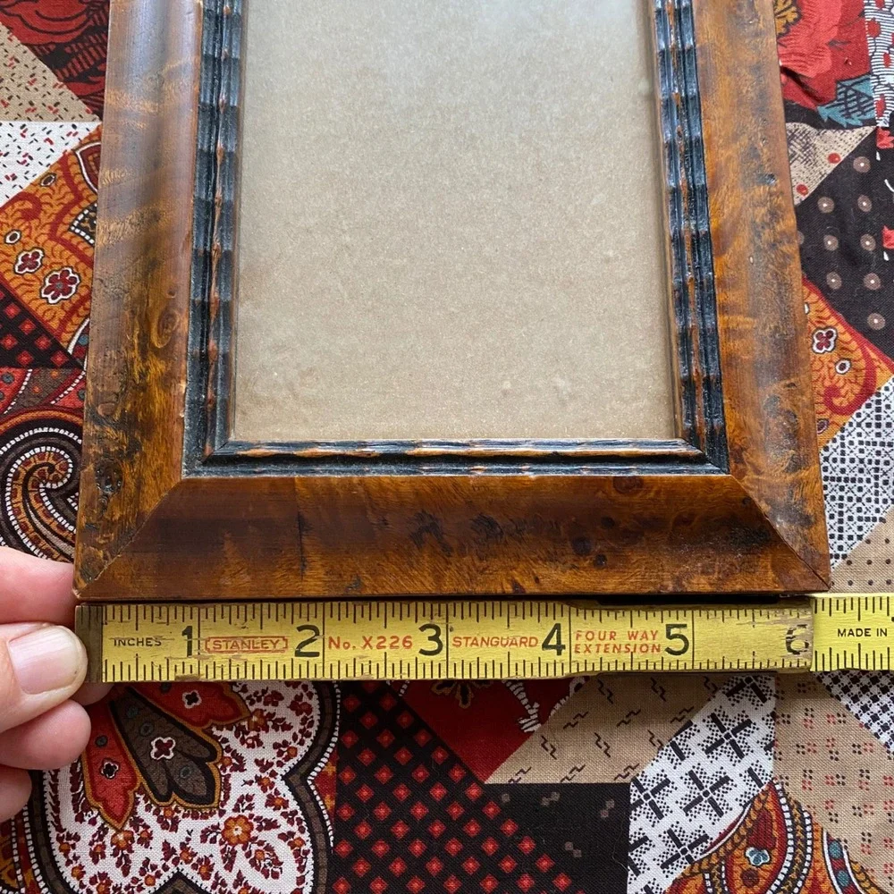 Vtg Martin Aborn Italian Burl Wood Picture Frame Hand Carved Trim Tabletop Wall